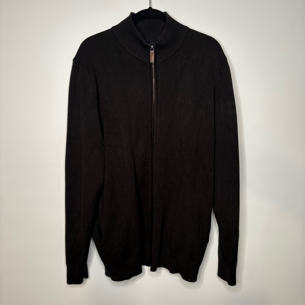 Lachlan British Inspired Black Full Zip Up Sweater Jacket Size XL